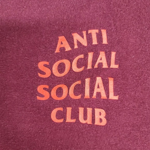Anti Social Social Club T-Shirt Logo Tee 2 Club ASSC Maroon Orange Size XL - Picture 5 of 10